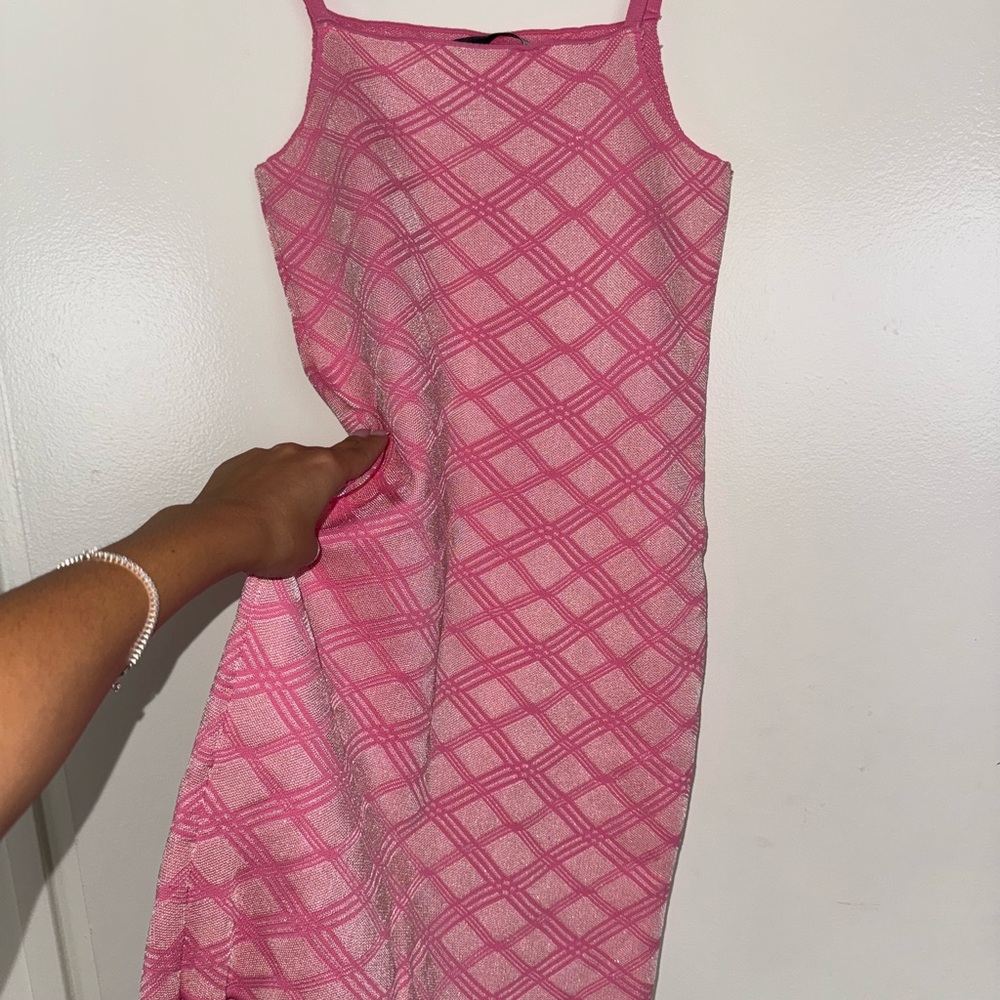 Zara Pink Patterned Midi Dress